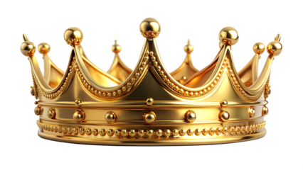 gold crown isolated on white background , PNG. AI Generated.
