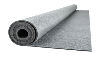 Rolled gray textile. Texture suggests wool felt for construction