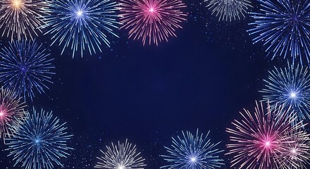 Fototapeta premium Dynamic fireworks display perfect for celebrations, special events, and festive backgrounds with vibrant bursts of color illuminating the night sky