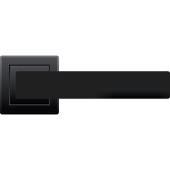 Modern Black Door Handle With Square Rosette On Transparent Background