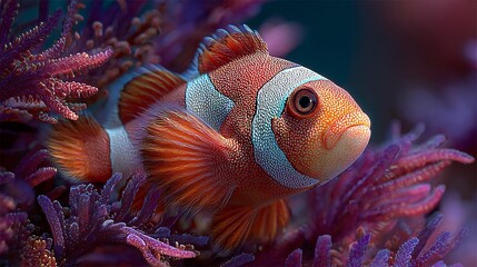 Colorful Clownfish Swimming in Vibrant Coral Reef Environment