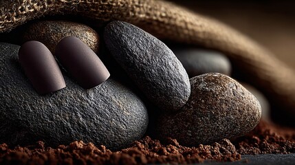 Elegant Matte Nails on Smooth Stones with Natural Textures