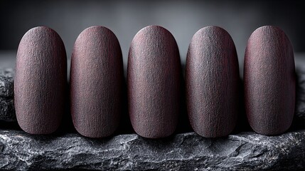 Elegant Matte Burgundy Nails on a Textured Dark Background