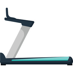 Modern Treadmill Machine For Cardio Workout And Fitness With Transparent Background In A Side View Angle