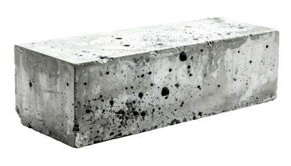 Gray rectangular concrete brick with rough, textured surface