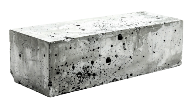 Gray rectangular concrete brick with rough, textured surface