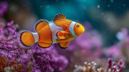 Colorful Clownfish Swimming Among Vibrant Coral Reef Underwater