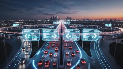 Futuristic Autonomous Vehicles on Highway with Advanced Technology Integration. - Powered by Adobe