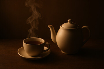 Enjoy a calming cup of tea served from a classic teapot, a cozy break