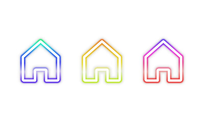 Smart Home Neon Icon PNG Set — Transparent Colorful Glowing House Symbols for Real Estate Apps, UI Design, Tech Branding 
