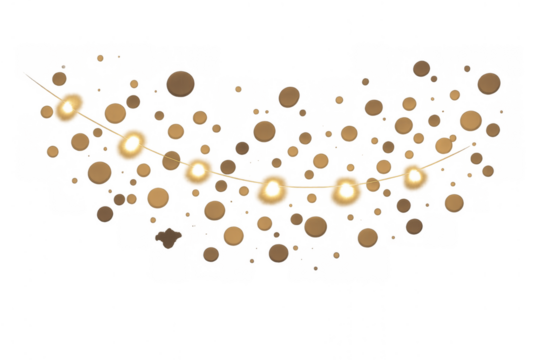 Glowing string lights with warm yellow bokeh effect creating a festive atmosphere on transparent background