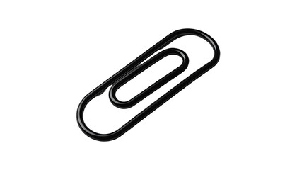 Single black paperclip on plain dark background