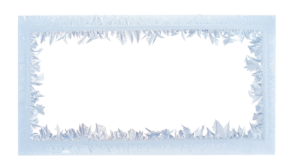 Rectangular frost frame with black center, icy crystalline pattern