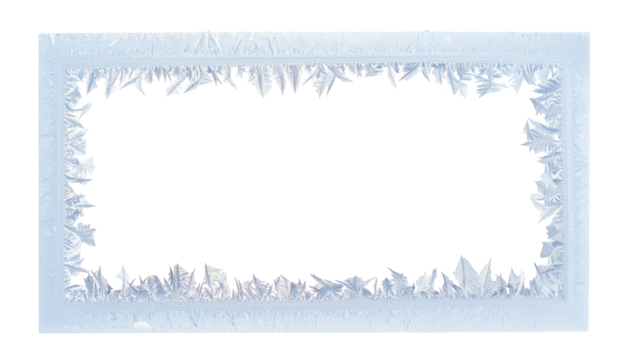 Rectangular frost frame with black center, icy crystalline pattern