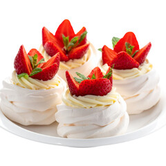 Fresh delicious pancakes and crepes with strawberries, sweet cream, and berries on a plate for breakfast dessert