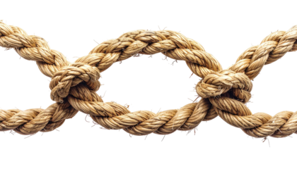 Braided rope section forming two loops against a black background