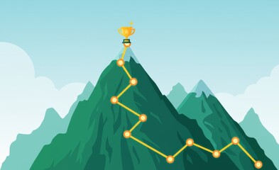 Career Success Path to the Mountain Top Trophy