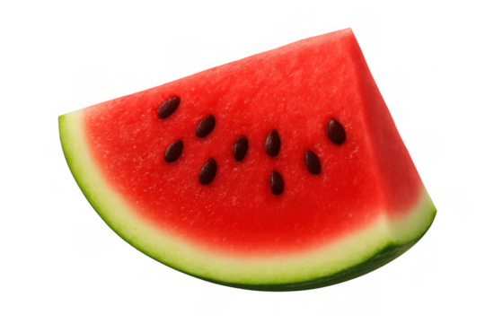 Watermelon close-up showing juicy red flesh with seeds, a refreshing summer fruit slice for healthy food