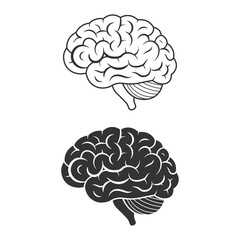 black and white illustrations of a brain