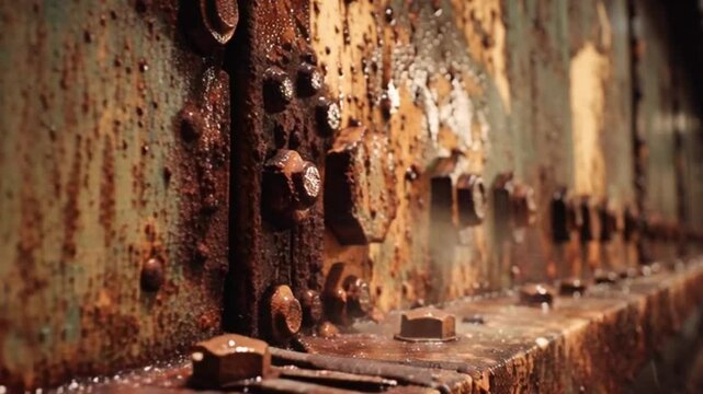 A close-up of a rusty metal surface with texture and patina