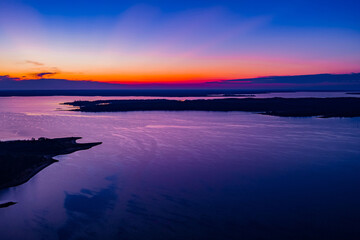 Fototapeta premium Drone view of Sam Rayburn sunset 3