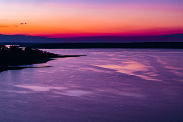 Obraz premium Drone view of Sam Rayburn sunset 4