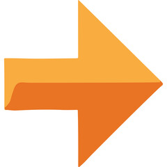 Orange Arrow Shape Pointing Forward With A Subtle Shadow Against A White Background Indicating Direction And Progress