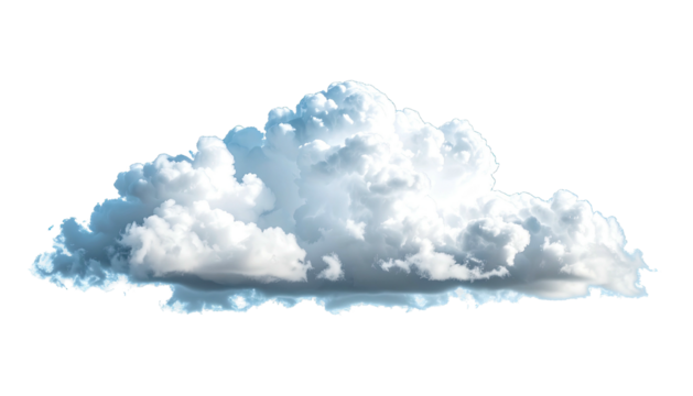 Fluffy, bright white cloud isolated against a black background