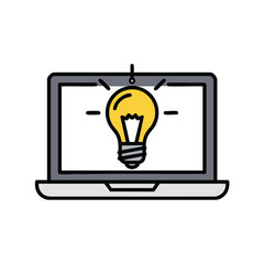 Lightbulb On Laptop Screen Representing Idea.