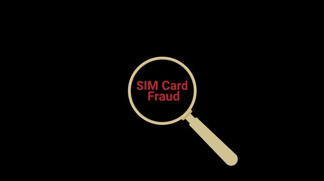 SIM Card Fraud Magnifying Glass Inspecting Animation