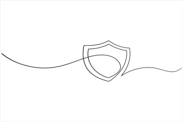 One line drawing of shield symbol representing privacy and cybersecurity protection