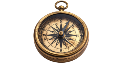 Classic brass compass with intricate nautical star