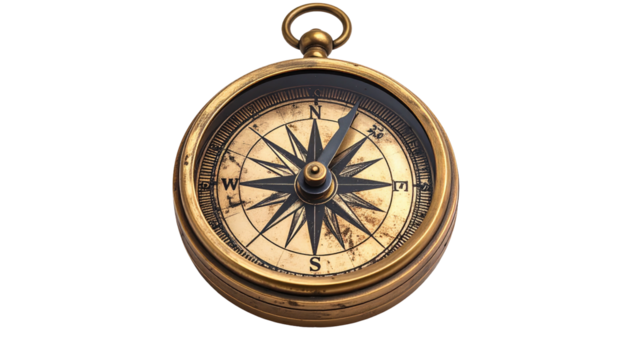 Classic brass compass with intricate nautical star