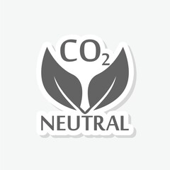 Carbon neutral. CO2 recycling icon sticker isolated on gray background