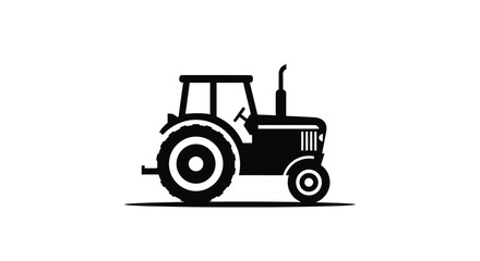 Naklejka premium Black tractor icon agricultural machinery illustration simple glyph design element isolated on white background