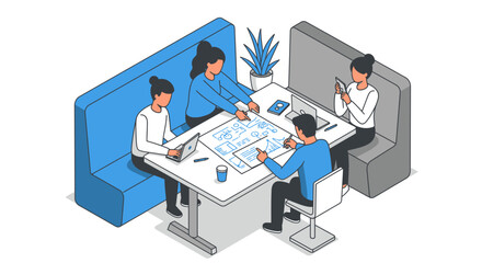 Team of People Collaborating Around a Table.