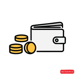 Wallet and coins money illustration.