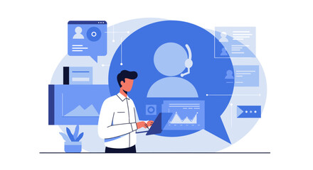 Customer Service Representative Working with Data Analysis.