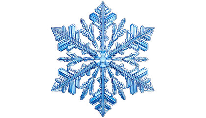Ornate crystal blue snowflake with detailed radial symmetry