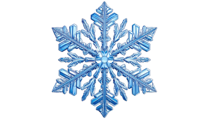 Ornate crystal blue snowflake with detailed radial symmetry