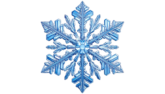 Ornate crystal blue snowflake with detailed radial symmetry
