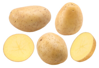 Potatoes and slices isolated, transparent PNG, PNG format