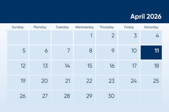 11 April 2026 calendar day design. It shows 2026 April 11 date calendar page