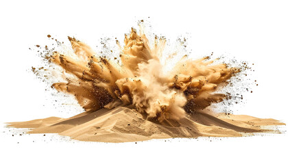 Sand eruption bursting upwards from a dune