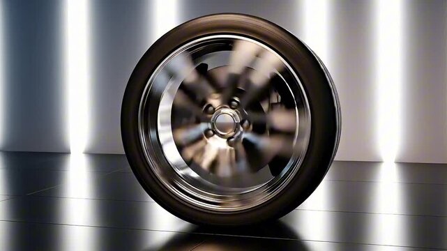 Captivating Wheel Illustration A dynamic of modern design, a high-quality image showcasing automotive industry with shiny details and blurred motion