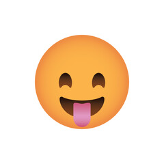 Orange Emoji Face With Tongue Sticking Out On Transparent Background Expressing Playfulness And Fun