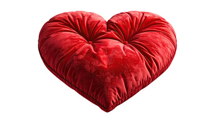 Plush, red heart-shaped cushion with detailed dimpled texture