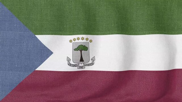 Equatorial Guinea National Flag Waving on White Background &ndash; Equatorial Guinean Patriotism, Culture and Heritage Symbol