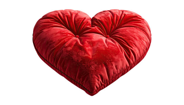 Plush, red heart-shaped cushion with detailed dimpled texture - Powered by Adobe