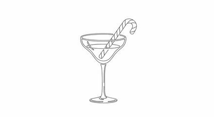 Cocktail glass with candy cane design concept for t-shirt  